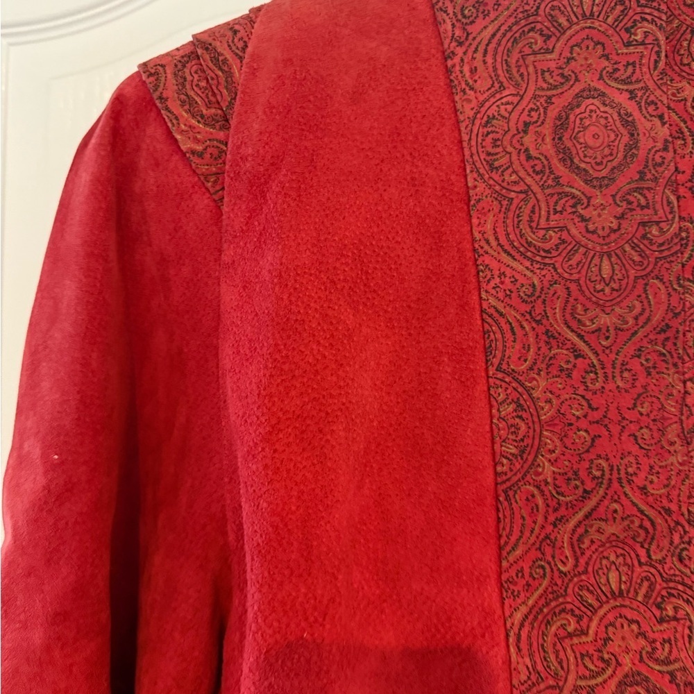 Vintage red suede Georgio Ferrini 1980s women’s jacket size large - Picture 8 of 11